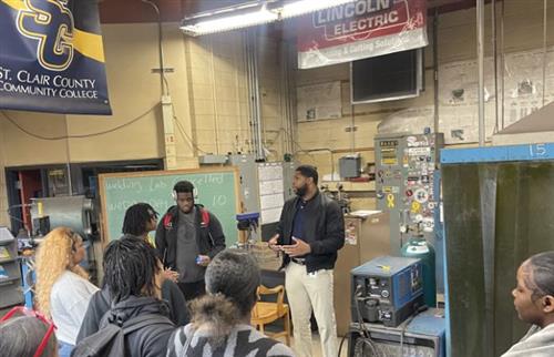 Students listening to trade school lecture